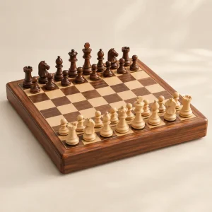 The Quiet Afternoon Chess Set — generated product visualization