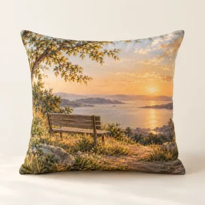 The Bench at the End of the Day Cushion — generated product visualization