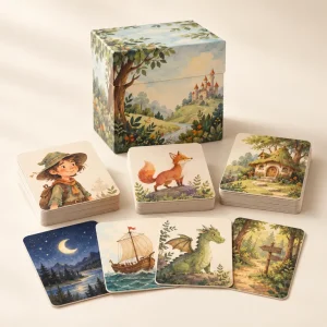 The Make Up a Story Cards — generated product visualization