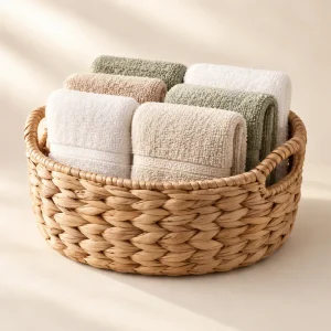 The Neatly Folded Washcloth Basket — generated product visualization